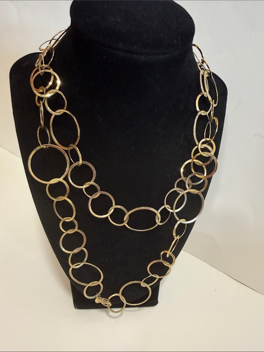 Cookie Lee Long Gold Circle chain Necklace